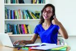 Successful French Female Student Learning On Computer